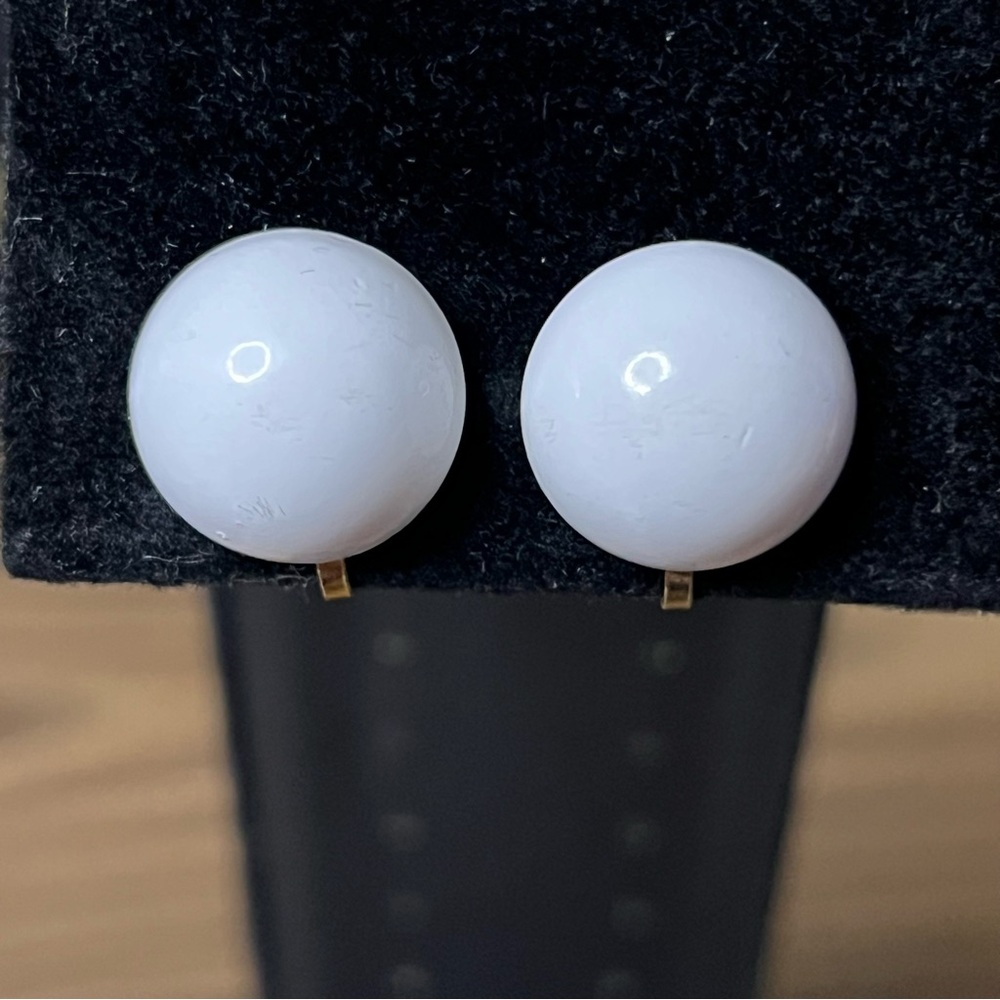 Vintage Dome Earrings-White